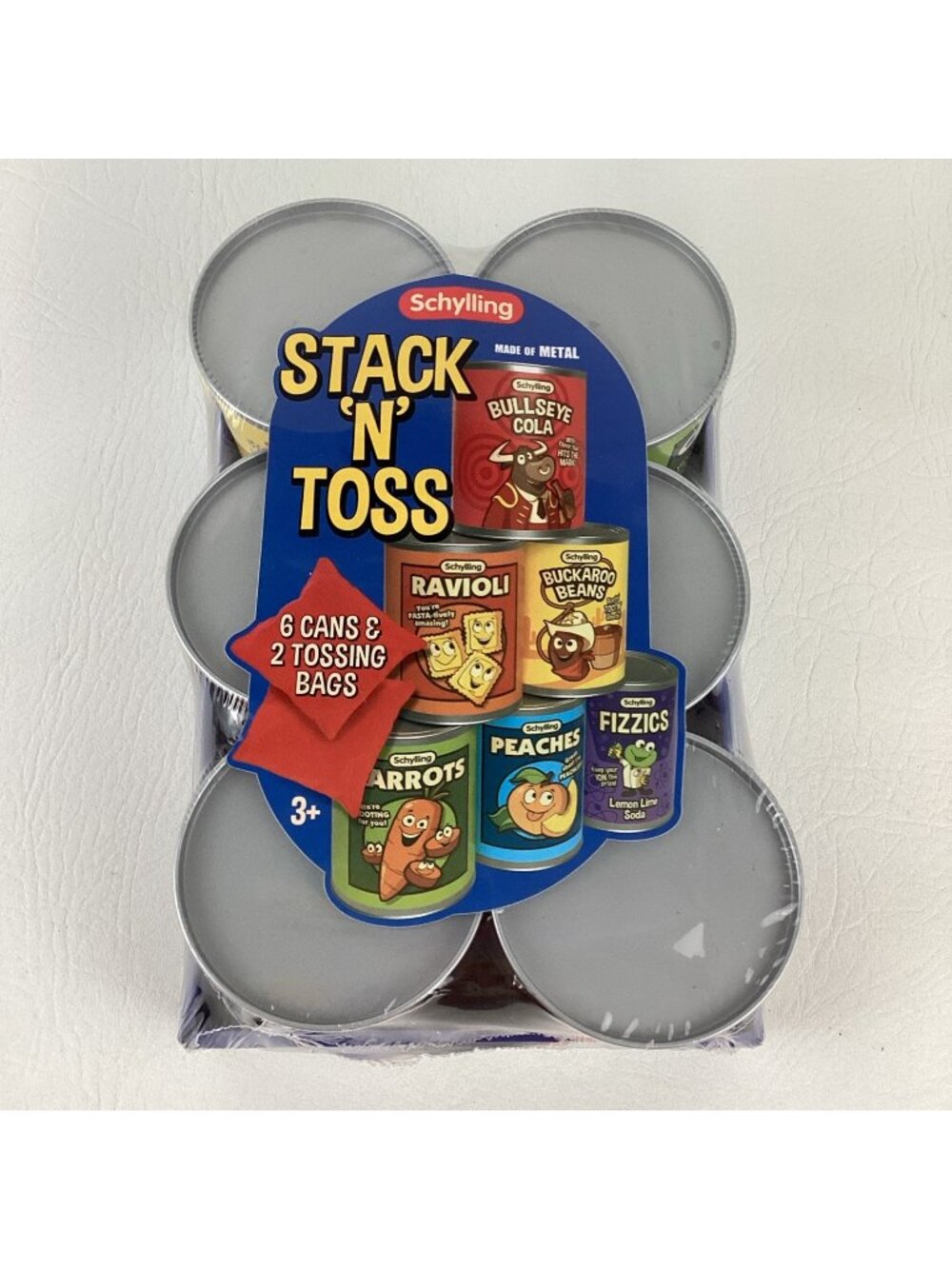 Schylling Stack N Toss Game Play Food Metal Cans Bean Bags Carnival Retro New